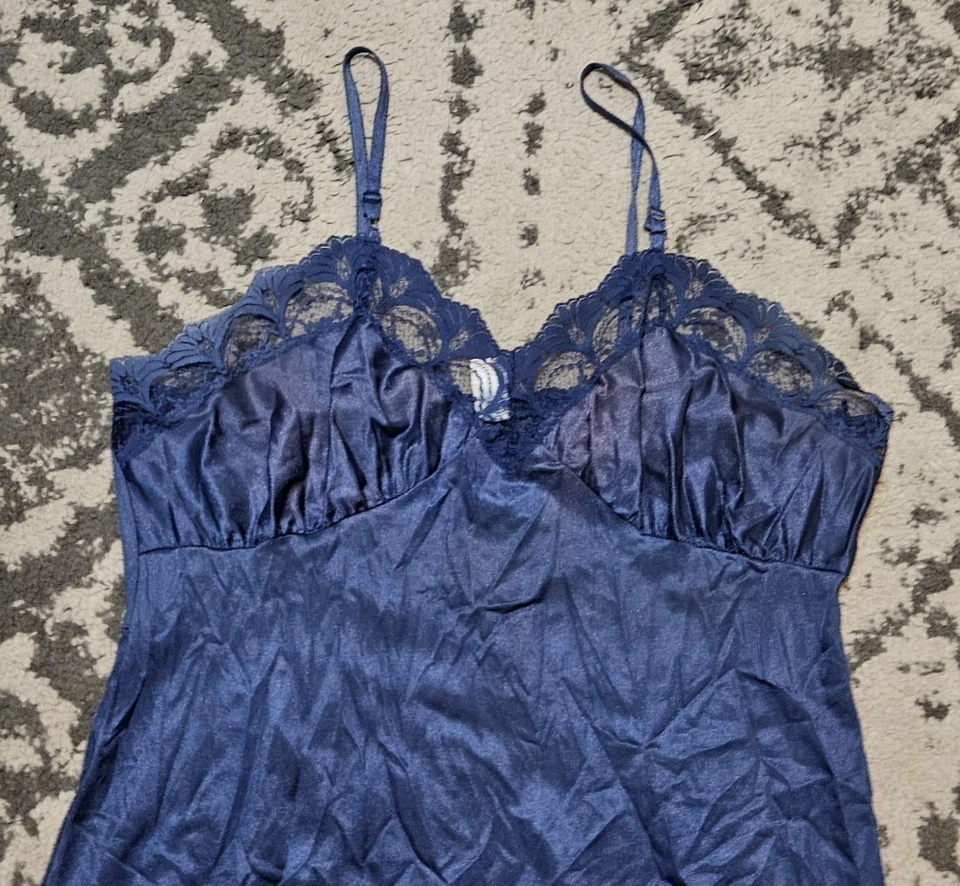 De colección 1959s 1960s Bari Navy Nylon Completo Slip Talla 40 Foto 3 de 4