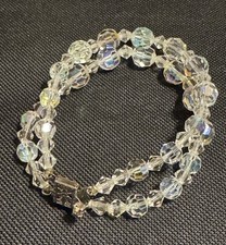 Vintage Aurora Boralis Beaded Double Strand 7.25? Bracelet 