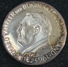 1963 German LUDWIG ERHARD 1000 Silver Medal 45 Grams Excellent Condition RARE