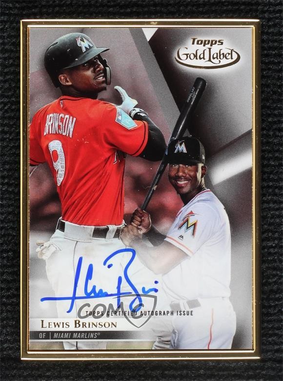 2018 Topps Gold Label Gold Framed Lewis Brinson #FA-LB Auto 2s2
