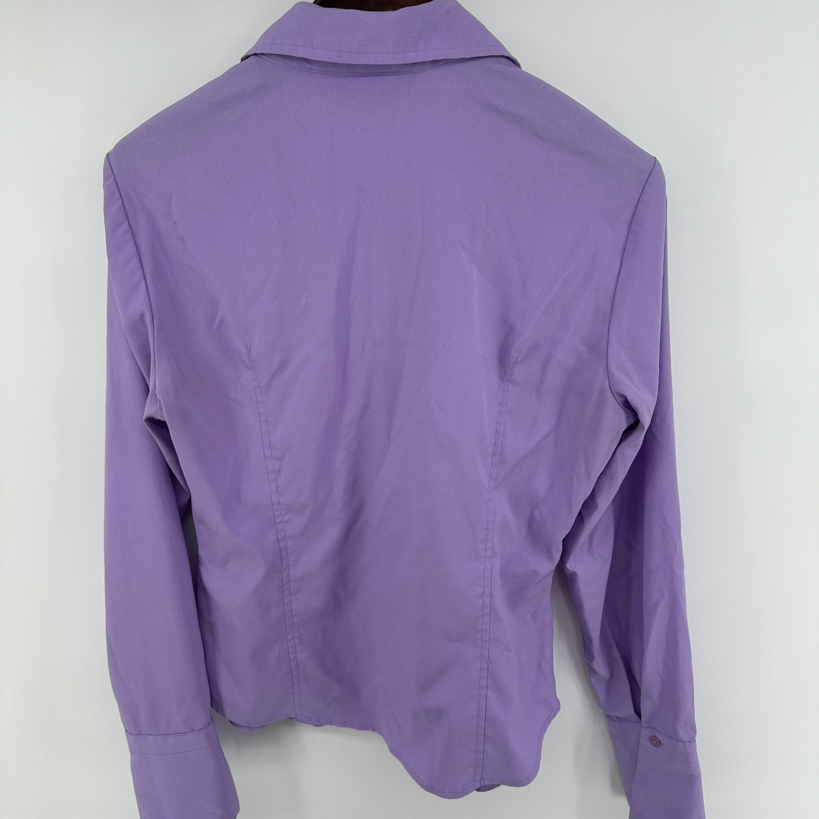 Express Stretch Purple Hidden Button Front Long S… - image 8