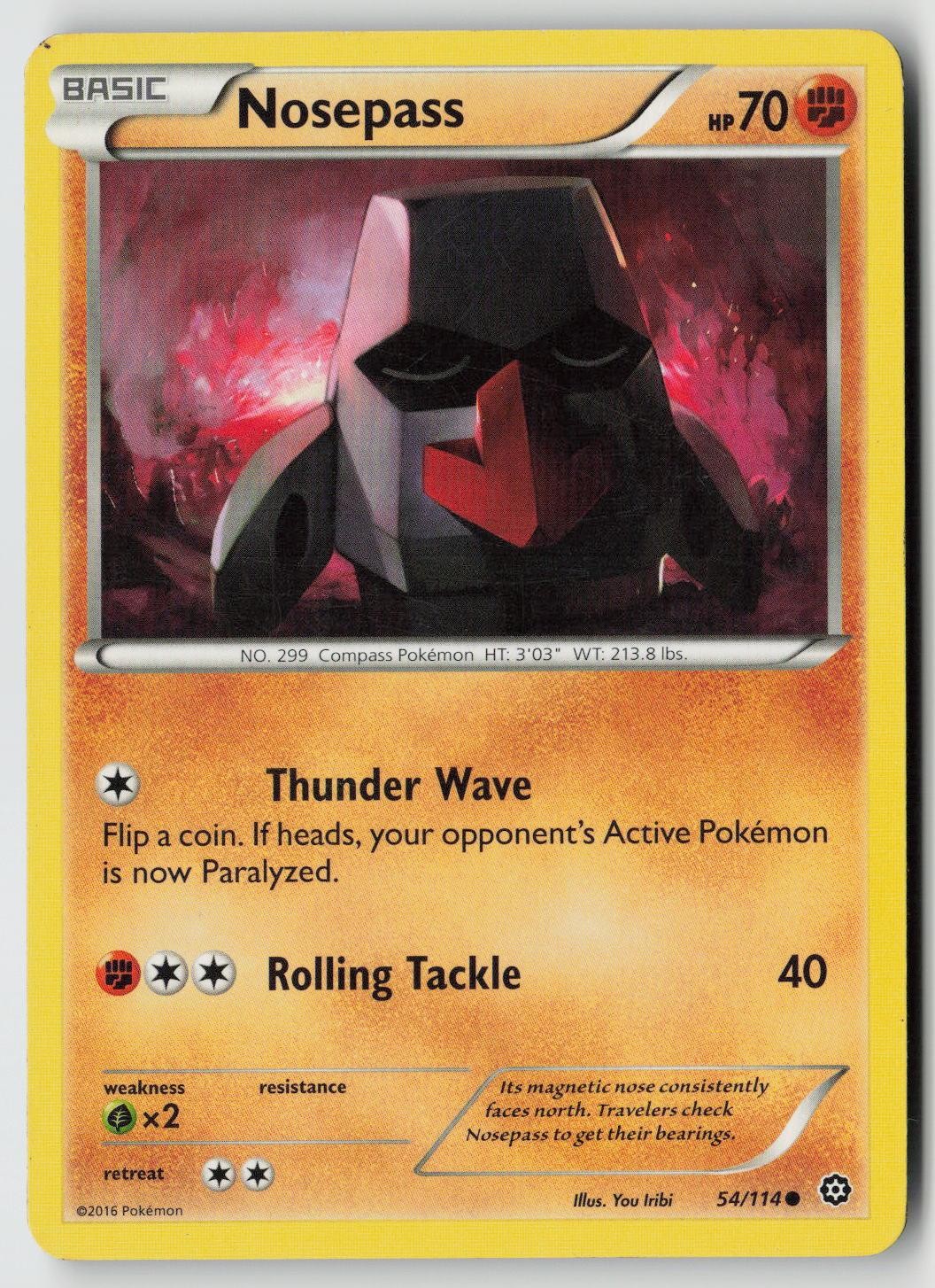 Nosepass 54/114 Common Steam Siege Pokemon Moderately Played YOU IRIBI