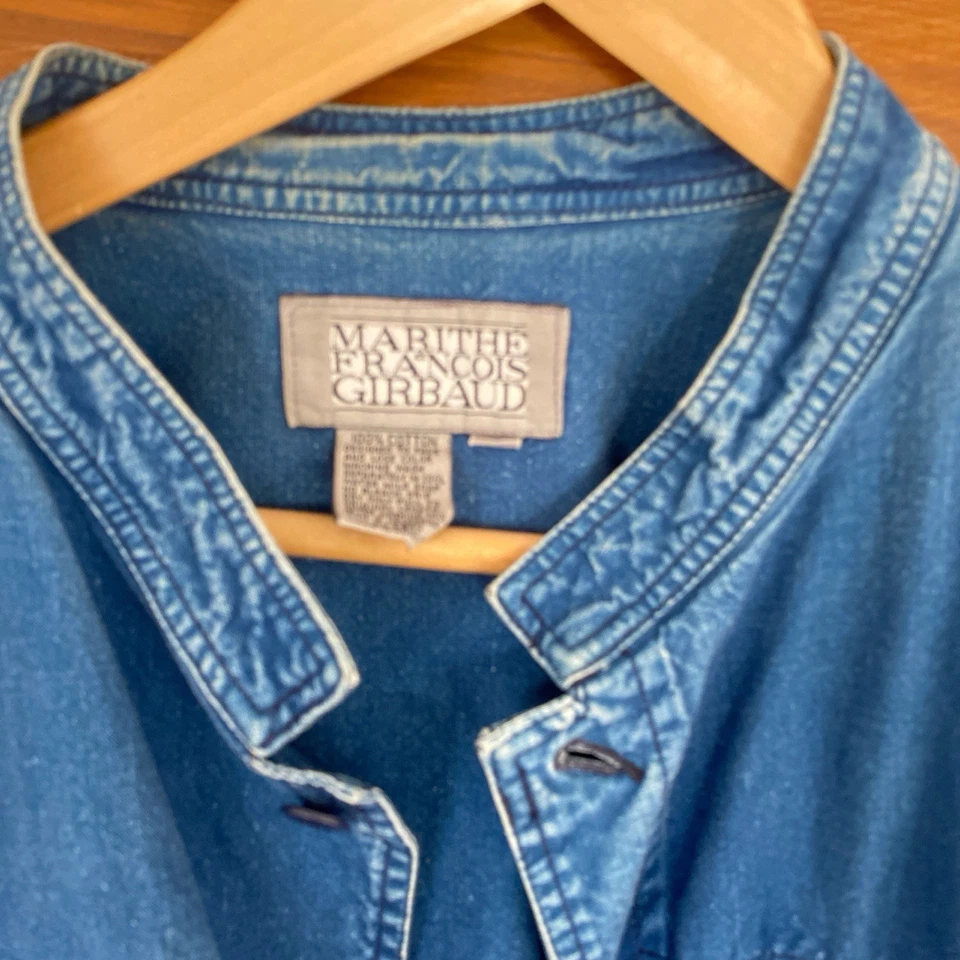 复古 Marithe Francois Girbaud 牛仔双夹克 Y2K 90 年代垃圾小号罕见 — 第 2/4 张图片