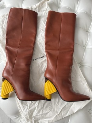 Balenciaga Bistrot Boots Brown Leather Size 35 US 5