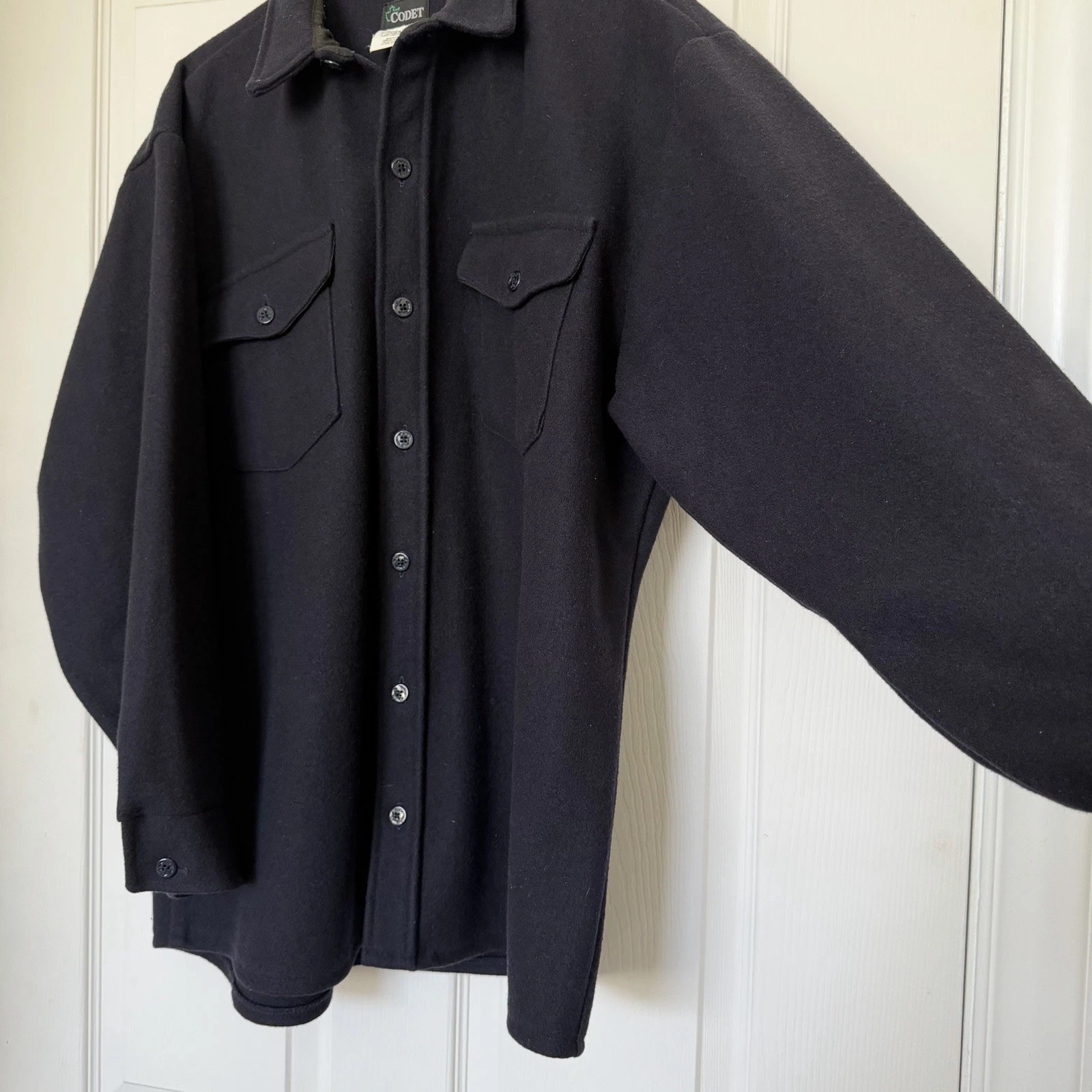 VTG Codet Wool Jacket Mens L Navy Blue Button Up Shirt Jacket Workwear USA image 10