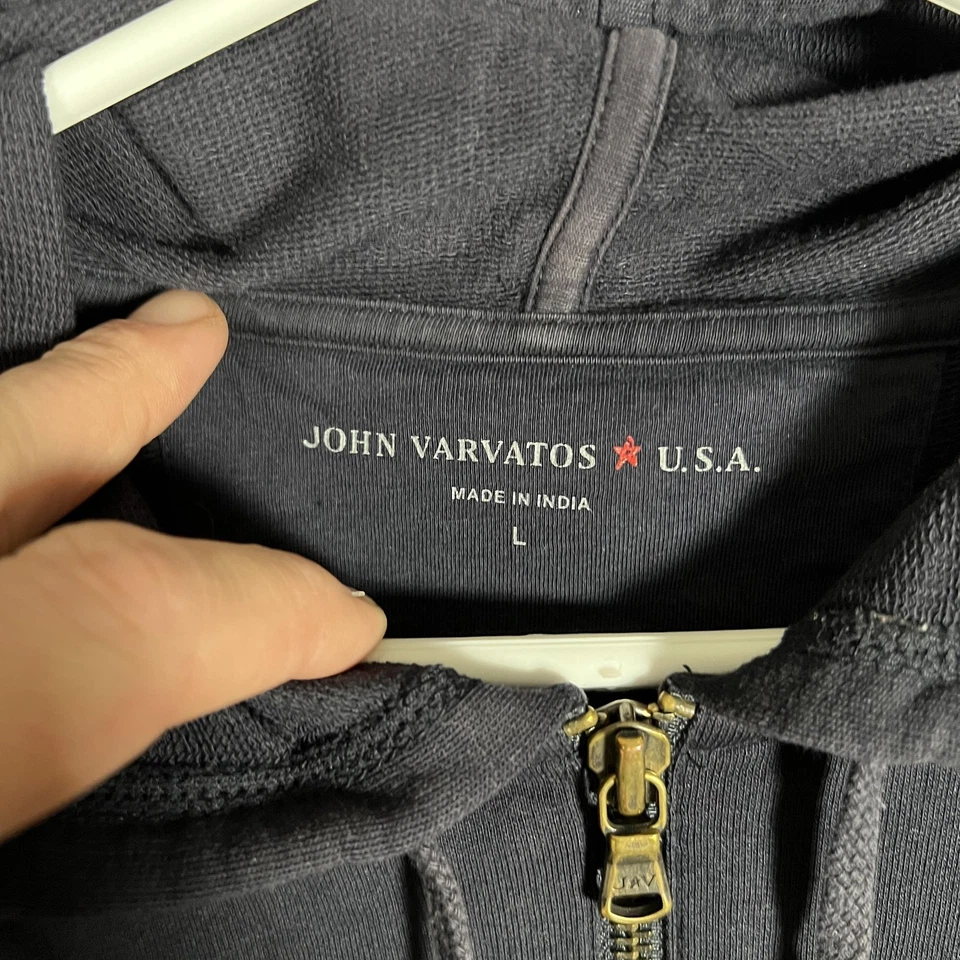Sudadera con Capucha John Varvatos EE. UU. Para Hombres Grande Azul Marino Cremallera Completa Algodón Modal Foto 4 de 4