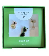 Kate Spade + Target Pin Set 3 Pc Brooch French Fries Sunglasses Martini New