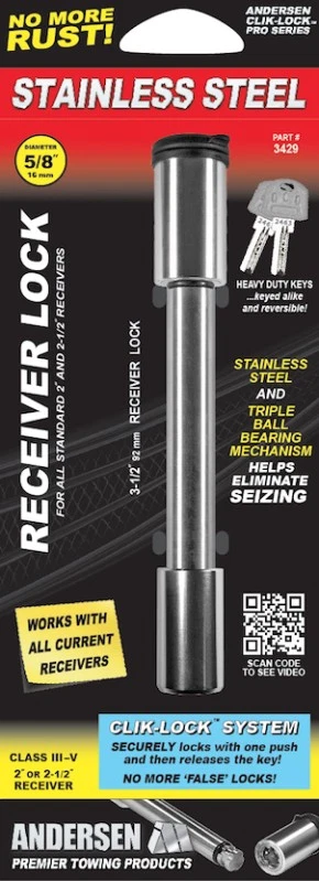 Rapid Hitch Stainless 5/8" Locking Pin 2" or 2.5" Receiver Tow Hitch - Draw Bar - Image 3 of 4