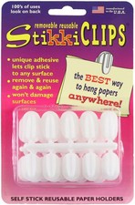 StikkiCLIPS Self-Stick Reusable Paper Holders 30/Pkg-White - 01420