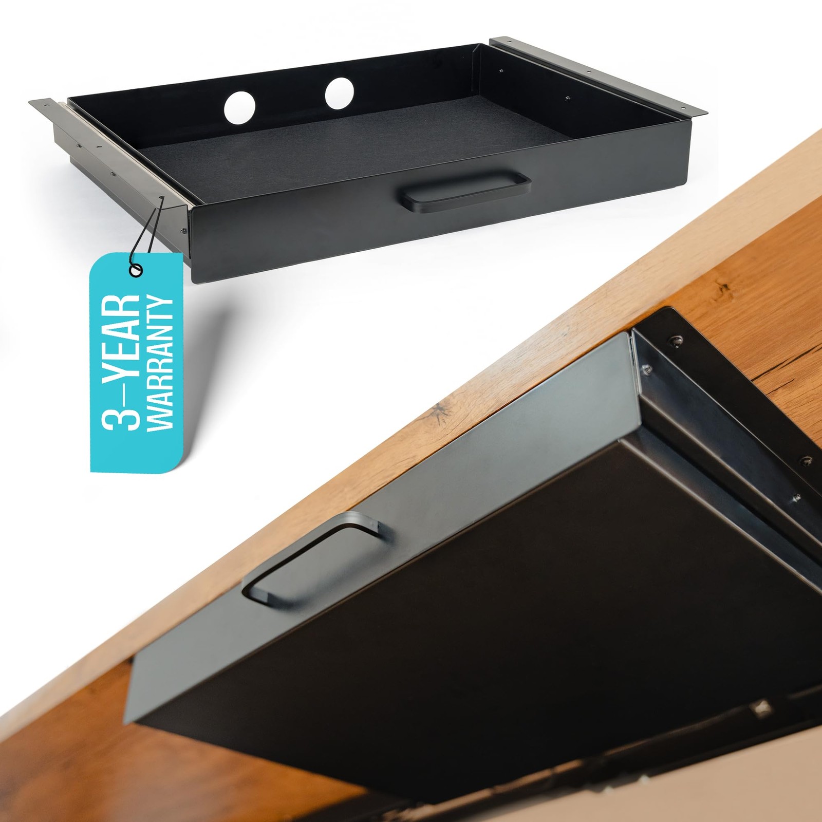 Under Desk Drawer Slide Out Carbon Steel Undermount Table Attachment Cable Pull