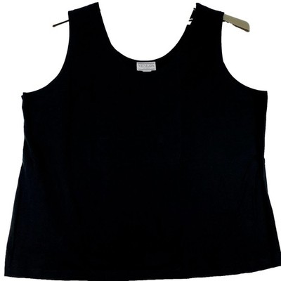 Venezia Shirt Plus 4X Black Sleeveless Cotton Lycra Stretchy NOS Vintage