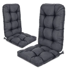 Aoodor 2PCS Patio Adirondack Chair Cushion Tufted Waterproof Seat Pads w/ Ties