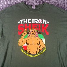 The Iron Sheik Wrestling T-Shirt Mens 4XL Olive Green Gildan Ultra Cotton WWE