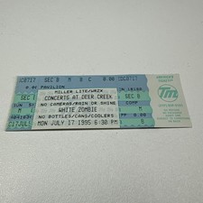 White Zombie Deer Creek Indiana Ticket Stub Vintage Unused 07/17/1995