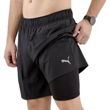Puma Mens Run Favourite 2 in 1 Training Shorts Sports Gym Running Black S-XXL