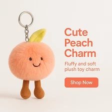 Jellycat Amuseables Plush Peach – Bag Charm & Keychain Toy  – Free Shipping USA