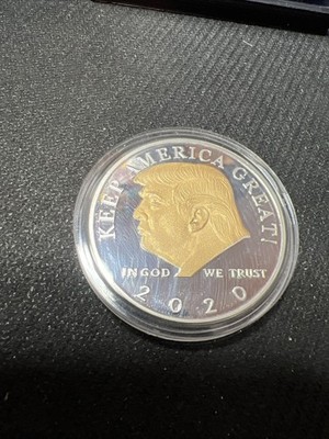 DONALD TRUMP COMMEMORATIVE 2020 SILVER/GOLD PLATED COIN KEEP AMERICA GREAT