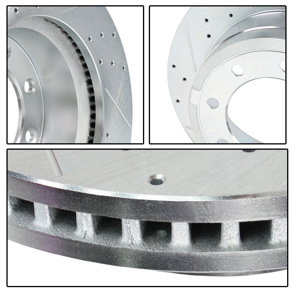 For Dodge Ram 2500 3500 2009-2018 Rear Drilled Slotted Rotors+ Brake Pads