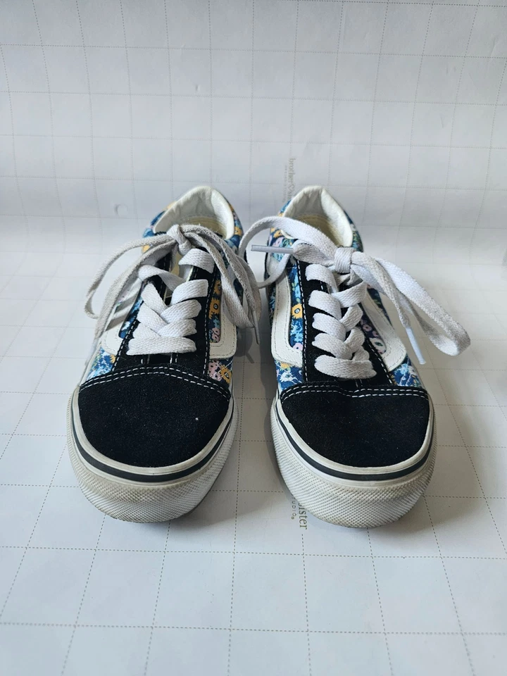 Zapatillas Vans Old Skool Niños Talla 12.5 Negro/Blanco Estampado Floral Clásico Foto 2 de 4