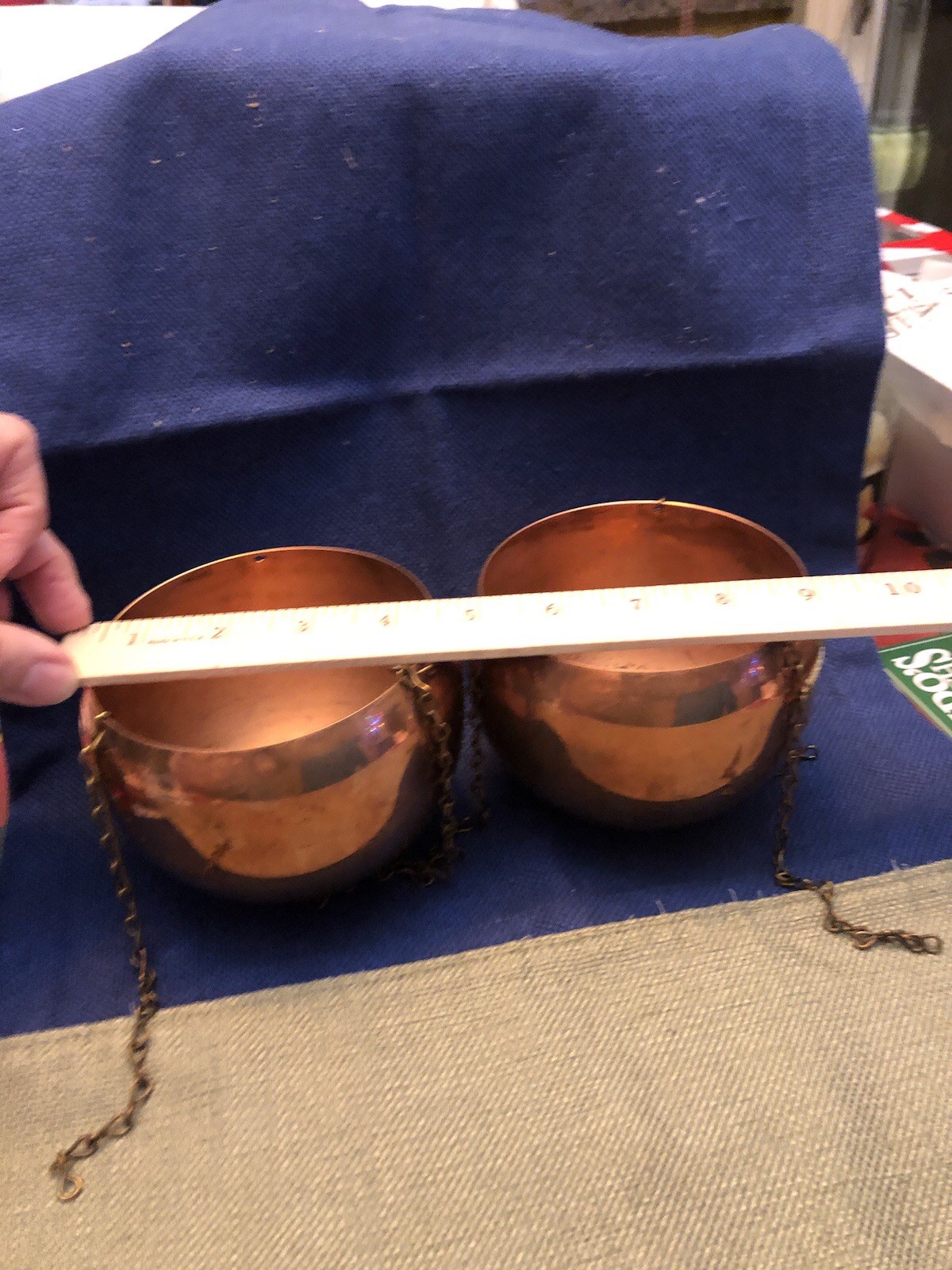 2 Copper Planters With Chains 