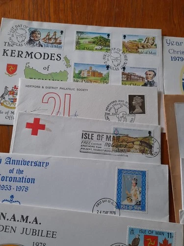 Collection of 35 GB FIRST DAY COVERS Job Lot Bundle + some stamps & postcards