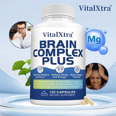Brain Health Complex Plus Supplement Memory Focus Cognitive 30-120 Capsules