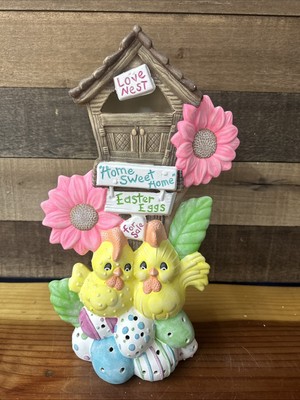 Easter Egg Love Nest Shack bird House  Handpainted Ceramic Bisque 14  Lighted