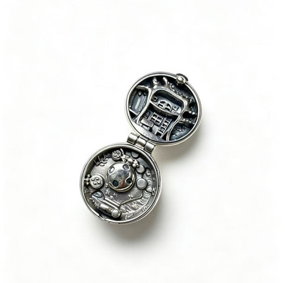 925 sterling silver openable locket with olivine stone charm for bracelet