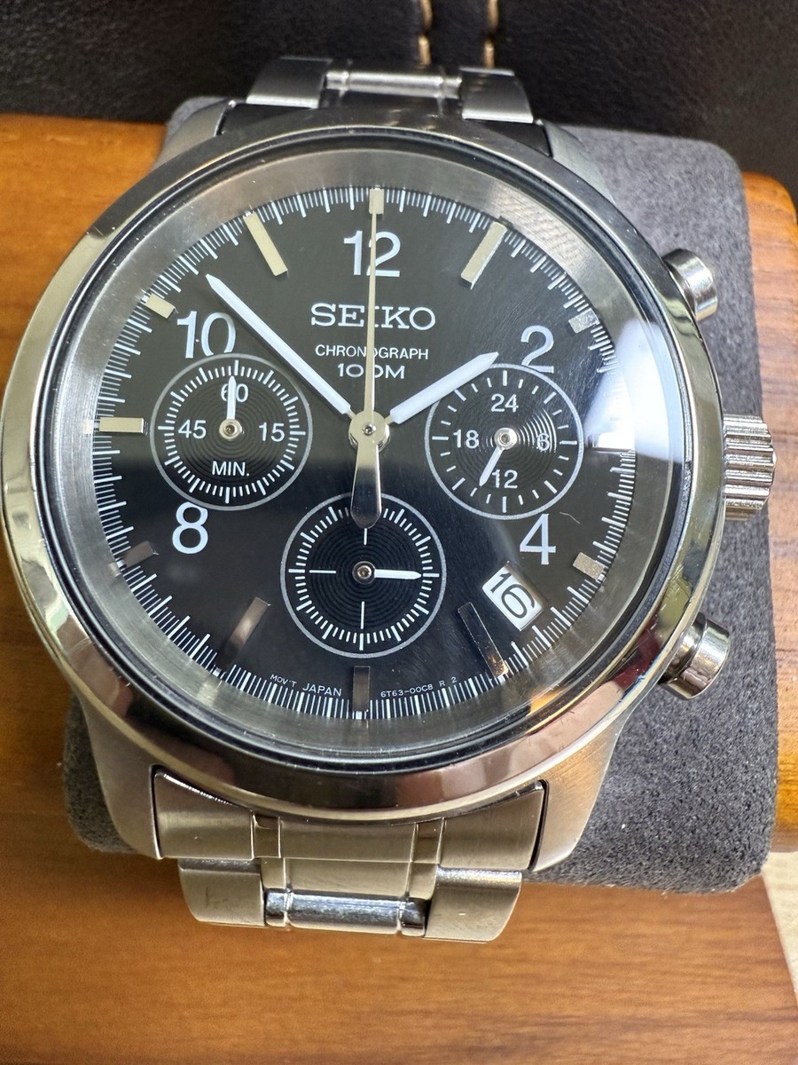 Seiko Men's Black Watch - 6T63-00A0 for sale online | eBay