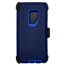 Heavy Duty Tough Shockproof Case Cover w/ Clip DARK BLUE/BLUE For Samsung S9