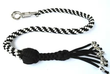 Paracord Motorcycle Biker Whip Get Back whip 1" Ball & Skulls 36" BLACK / WHITE