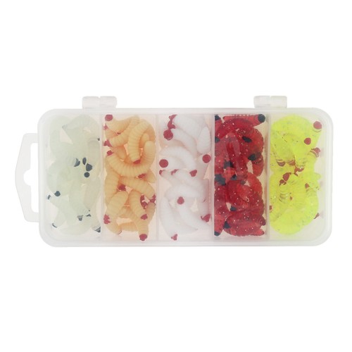 100PCS Fishing Lure Soft Maggot Baits Bread Grub Worm Artificial Earthworm w/box - Picture 5 of 12