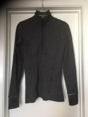 Lululemon Kanto Catch Me 1/2 Zip Heathered Herringbone Black Pullover Top 4 EUC