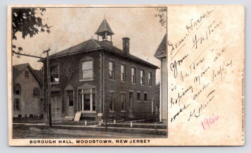 c1906 Borough Hall Street View Woodstown New Jersey NJ Antique PC Postcard
