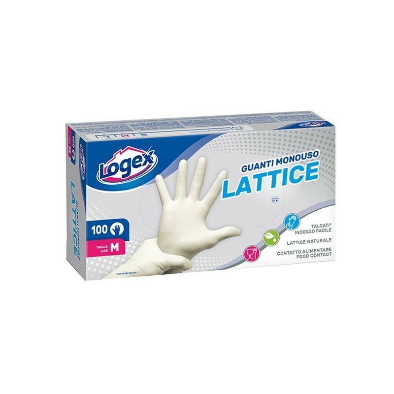 Guanti monouso in lattice - Tg. L - Logex Professional - scatola 100 pezzi