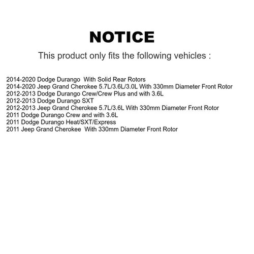 For Jeep Grand Cherokee Dodge Front Hub Bearing Drilled Slot Brake Ro KBB-103343 - Picture 2 of 17