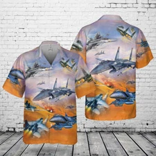 US Air Force McDonnell Douglas F 15 Eagle Pocket Hawaiian Shirt