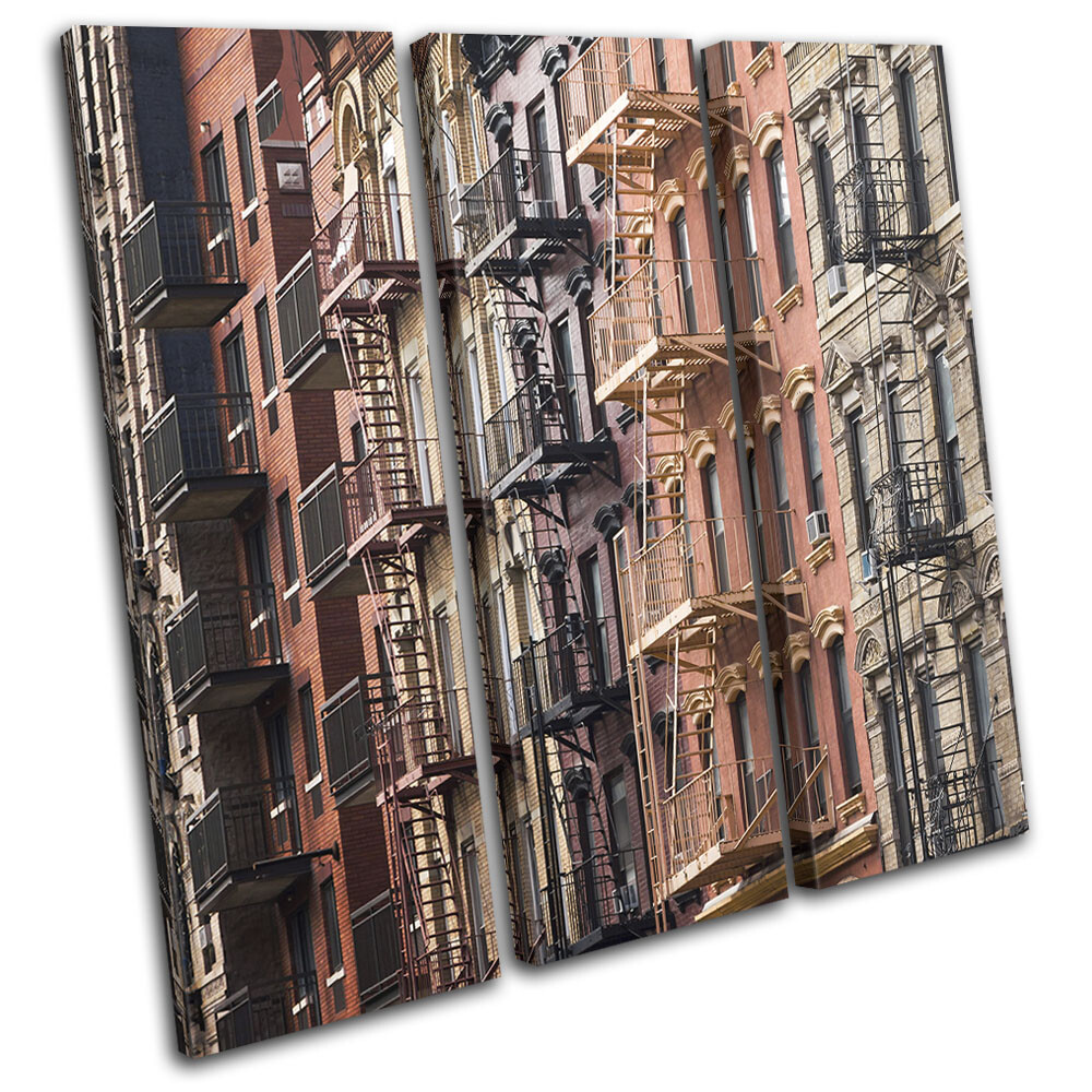New York City Manhattan Buildings Urban TREBLE CANVAS WALL ART Picture ...