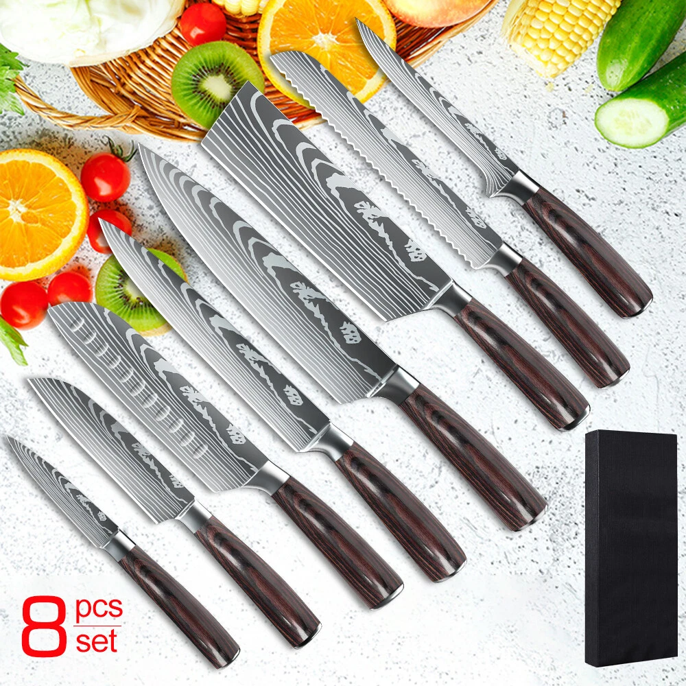 XITUO Kitchen chef Knife Set,8 Piece High Carbon Stainless Steel Knives  Pakkawood Handle, Ultra Sharp Cooking Knife with Knife Sheath & Gift Box  (8PCS