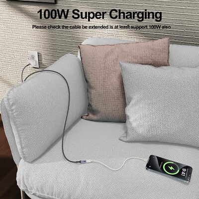 USB C Extension Cable 10ft/3M,Nylon Braided USB Type C Extender Cord Male To Female, USB C 3.2 Gen2 100W Fast Charging 4K @60Hz 10Gbps Data Transfer Compatibility For M A C Book Laptop Mobile Phone