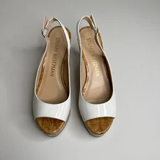 Stuart Weitzman Size 9 Riviera Slingback Cork Platform Wedge Sandals Shoes