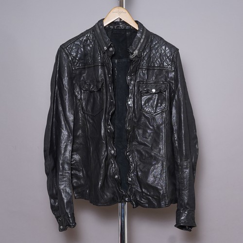 ALL SAINTS Leather Shirt Jacket LARGE Mens Black PHANTON Celebrity GRAIL L - Picture 4 of 21