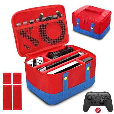 Carrying Storage Soft Case for Nintendo Switch OLED Portable Travel Bag RedBlue
