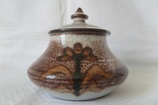 POT A EPICES EN GRES EMAILLE DECOR FLORAL FAIT MAIN