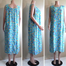 Kidcore Twee Slip Dress 1X 2X Plus Rayon Crepe Floral Sleeveless Button Side