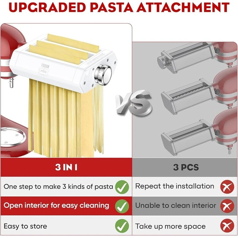 Pasta Attachment Set Kitchenaid Stand Mixer 3 in 1 Pasta Roller Cutter New - Image 4 of 4