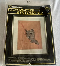 Vintage Crewel Vogart Peek A Boo Puppy Stitchery Kit 2411 Made in USA