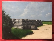 Original Irish Art Acrylic On Canvas Painting Silage Wraps Ireland Tony Gunning