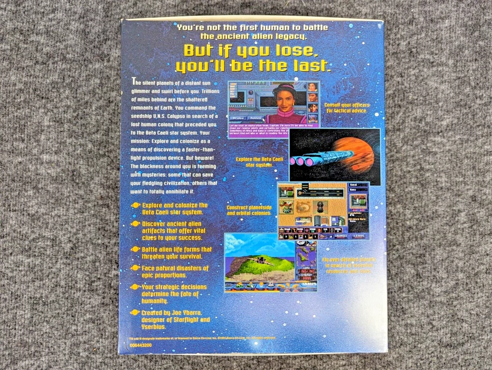 Alien Legacy IBM PC DOS 3.5" HD Disk, Sierra Big Box 1994 - CIB - EUC - Image 3 of 4