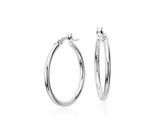 15mm 14k solid white gold baby snap post hoop earrings